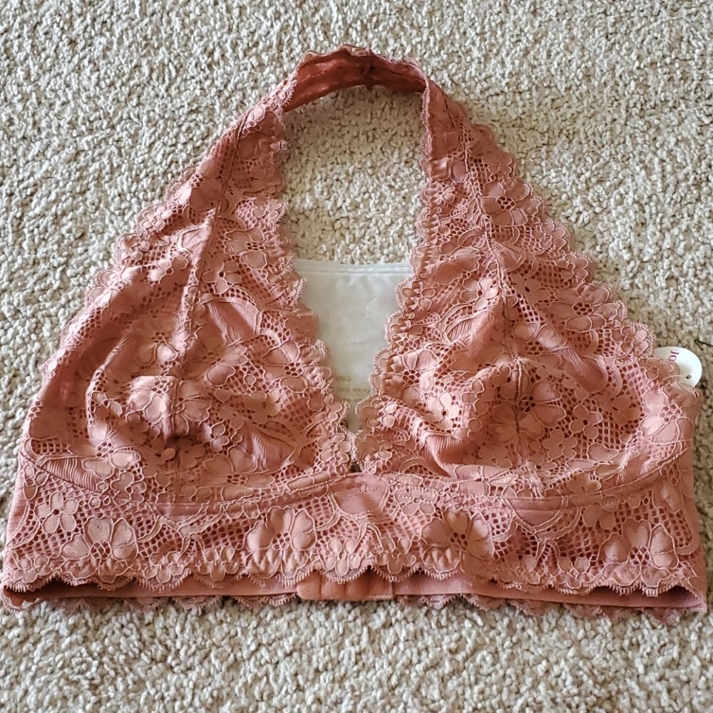 Floral Lace Halter Wireless Bralette
